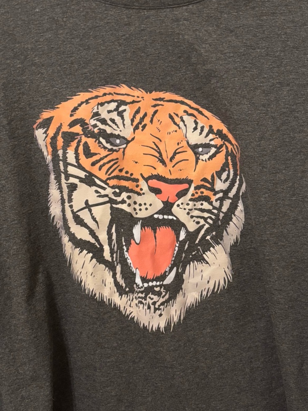 Charcoal Tiger Graphic Tee - Orange & White Tiger Print,  100% cotton - Picture 3 of 7